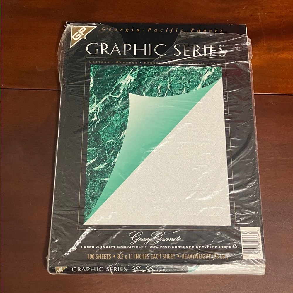 Vintage 1995 GP Georgia-Pacific Gray Granite Printer Paper Heavyweight Recycled